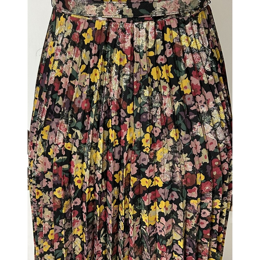 NWT Ralph Lauren Black Label Pleated Metallic Floral Dress Size 2 Jacquard - Picture 6 of 15